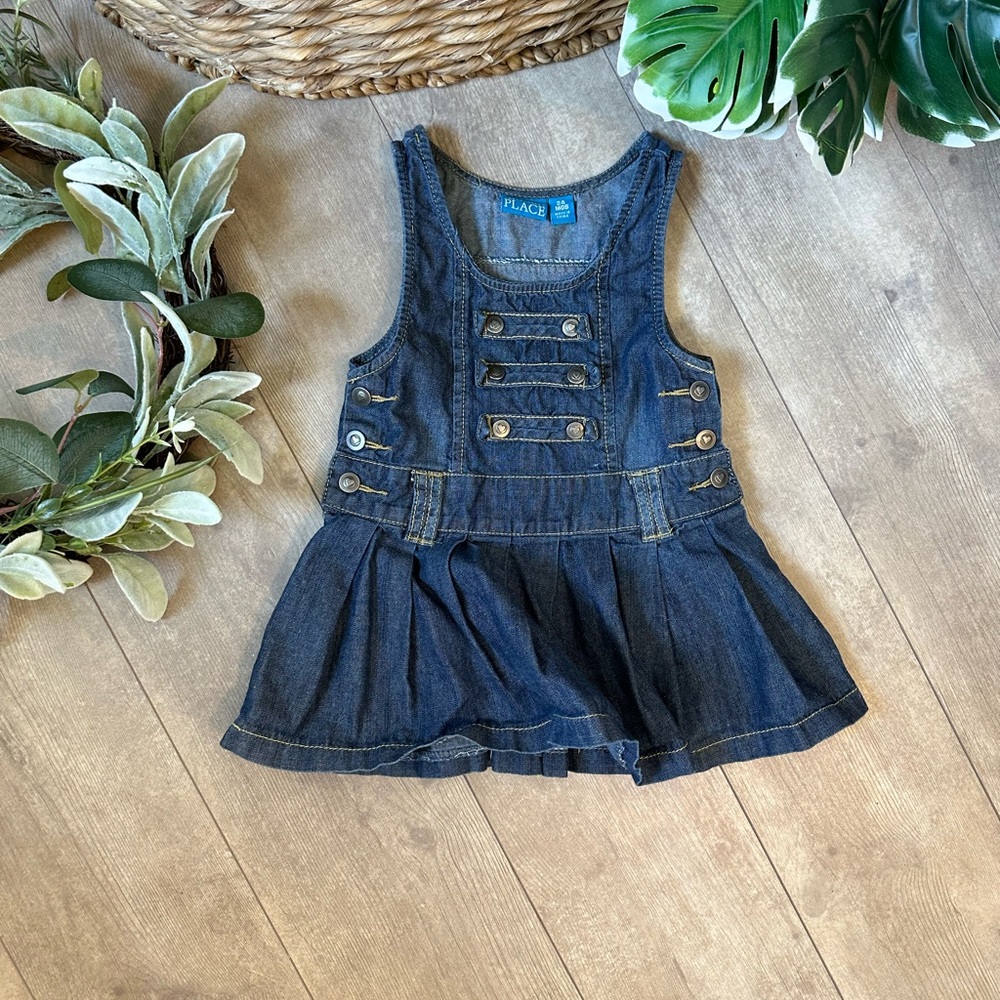 Vintage Childen’s Place Toddler Girl Denim Jumper Overalls Dress Size 24 Months - Picture 4 of 12